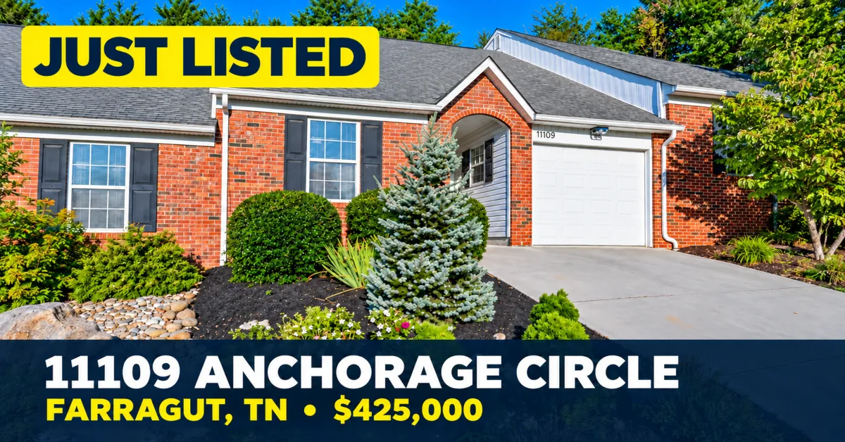 Just listed condo at 11109 Anchorage Circle in Farragut, Tennessee, offered at $425,000