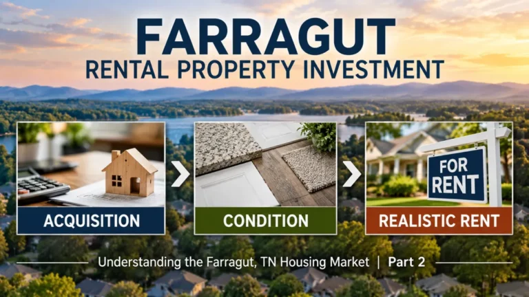 Farragut TN rental property investment graphic showing acquisition price, property condition and realistic rent.