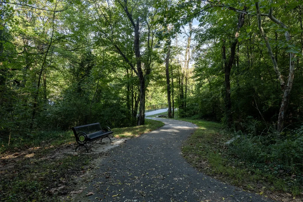 Wooded Sheffield Greenway Connector approaching the Little Turkey Creek Greenway near Virtue Road